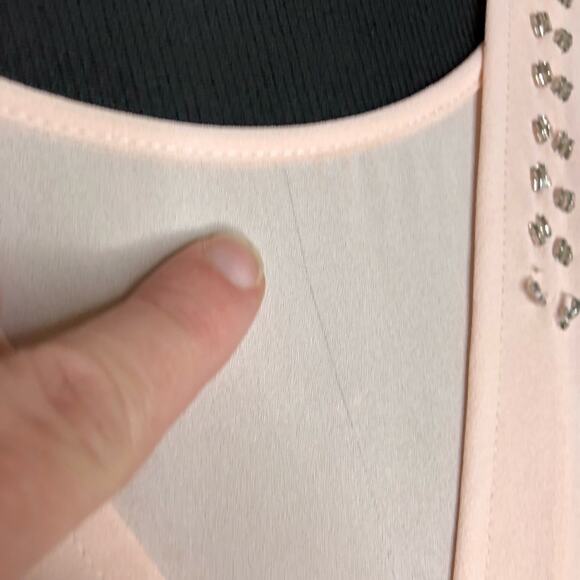 Cache light pink rhinestone bead faux wrap draped top size Extra Large XL - Picture 7 of 13